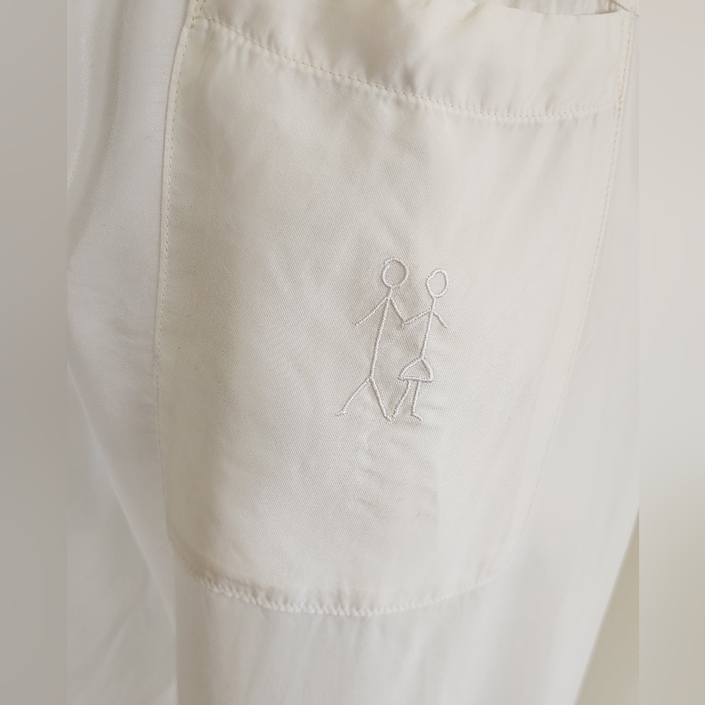 || JOHNNY WAS || Cargos White Elastic Cuffs Drawstring Waist Back Pockets Sz S - Picture 5 of 9